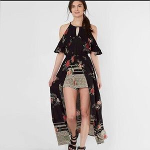 Angie Size L Floral Maxi Black Boho Indie Gypsy Festival Lightweight Romper